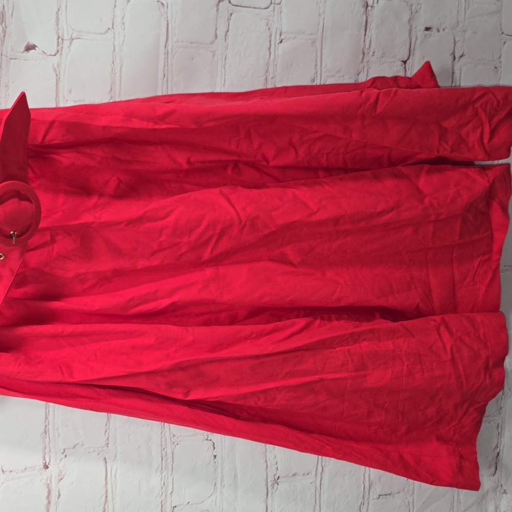 Oddy Red Cotton Polyester Elastic Bust Midi Apron Dress Womens Size Large NWT - Picture 3 of 11